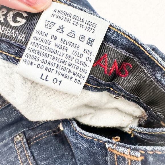 Dolce & Gabbana Wide Leg Denim Jeans Button Fly Dark Wash Size 27 - Picture 5 of 9